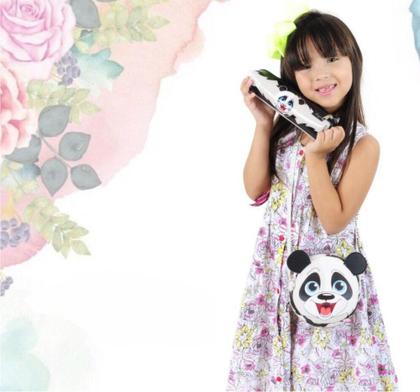 Imagem de Kit Infantil Feminino Bolsa e Estojo Ursinho Panda, Magicc Bolsas