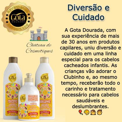 Imagem de Kit Infantil Gota Dourada Cabelos Cacheados com Shampoo Condicionador e Creme de Pentear