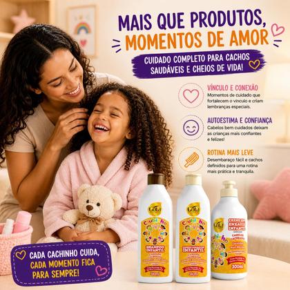 Imagem de Kit Infantil Gota Dourada Cabelos Cacheados com Shampoo Condicionador e Creme de Pentear