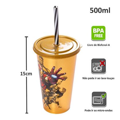 Imagem de Kit Infantil Homem de Ferro com Copos e Caneca Iron Man Livre BPA