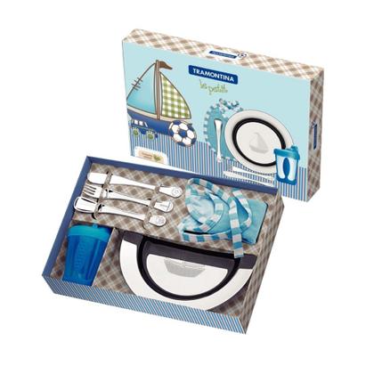 Imagem de Kit Infantil Le Petit para Refeição Azul em Aço Inox 6 Peças Tramontina 64250/640