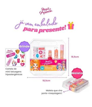 Imagem de Kit Infantil Magia De Princesa Alegre Esmalte Gloss Batom