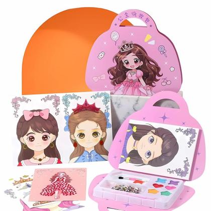 Imagem de Kit Infantil Maleta Maquiagem Atóxica Princesa Rosa com Paleta de Cores Pincéis Acessórios