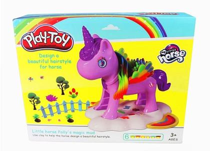 Imagem de Kit Infantil Massinha de Modelar Unicórnio Encantado Brinquedo Com 06 Potes + Acessórios