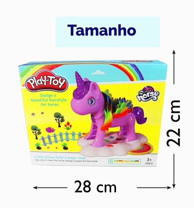 Imagem de Kit Infantil Massinha de Modelar Unicórnio Encantado Brinquedo Com 06 Potes + Acessórios