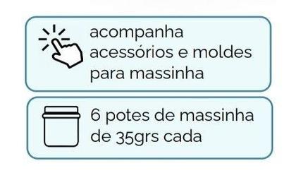 Imagem de Kit Infantil Massinha de Modelar Unicórnio Encantado Brinquedo Com 06 Potes + Acessórios
