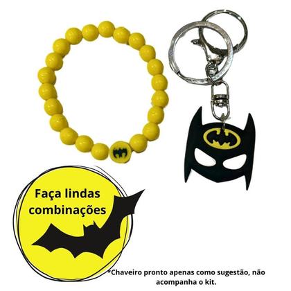 Imagem de Kit Infantil MIçangas Presente Menino Montagem 10 Chaveiros + Pulseiras Personagens Super Heróis