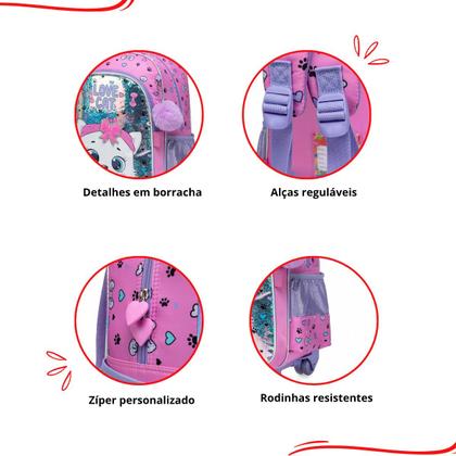 Imagem de Kit infantil mochila rodinha reforçada yupe