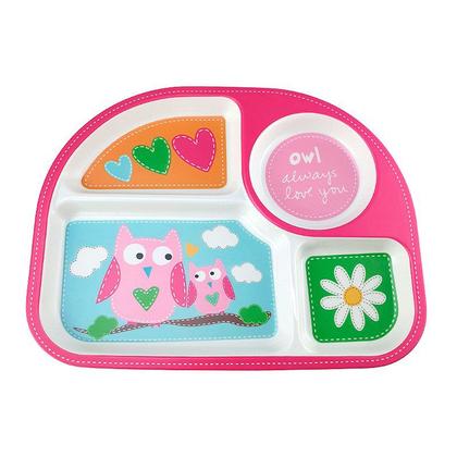 Imagem de Kit Infantil Refeição Coruja Fibra de Bambu 5 peças