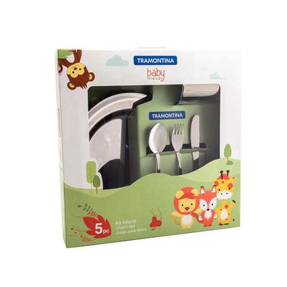 Imagem de Kit Infantil Seguro Para Refeição Lembrança em Aço Inox Brilho 5 Peças - Tramontina 64250755