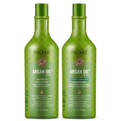 Imagem de Kit inoar argan oil shampoo hidratante 1l/condicionador hidratante 1l/ máscara de hidratação500g/