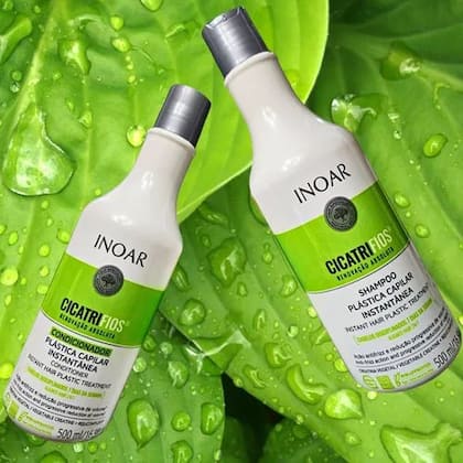 Imagem de Kit inoar cicatrifios renovação absoluta plástica capilar instantânea shampoo condicionador 1l