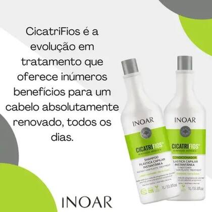 Imagem de Kit inoar cicatrifios renovação absoluta plástica capilar instantânea shampoo condicionador 1l