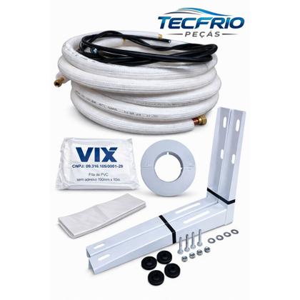 Imagem de Kit Instalação Ar Condicionado 2m Completo Cobre 100 1/4 e 3/8 + Suporte Pronto Para Instalar 9000 a 12000 BTUs