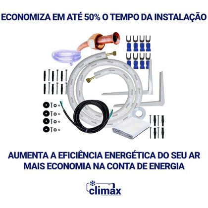 Imagem de Kit Instalação Ar Inverter 9000 12000 BTUs 3M Cobre 1/4 3/8 Cabo PP4x1.5 C/Suporte