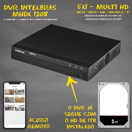 Imagem de Kit Intelbras 6 câmeras vhd 3130 dvr 8 canais 1TB 200m cabo