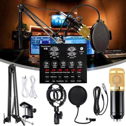 Imagem de Kit Interface Mesa V8 + Microfone Bm800 C/Braço Articulado Podcast Streamer