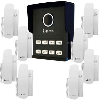 Imagem de Kit Interfone Porteiro Coletivo Smart Predial + 8 Monofones Lider