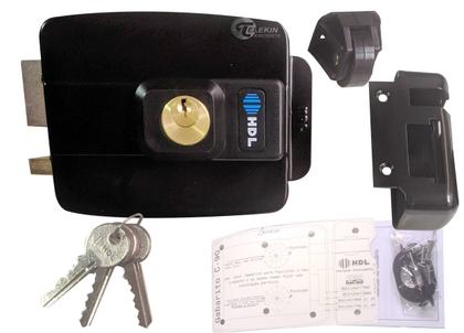 Imagem de Kit Interfone Porteiro Eletrônico Residencial F8 Class HDL + Fechadura Ad Preta HDL