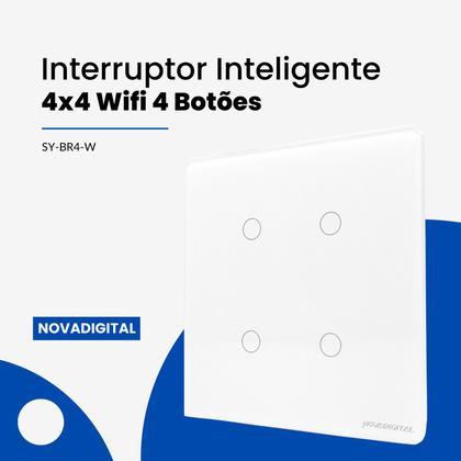 Imagem de Kit interruptores Inteligente 4x4 Wifi 4 Botões Branco Casa Inteligente sofisticada