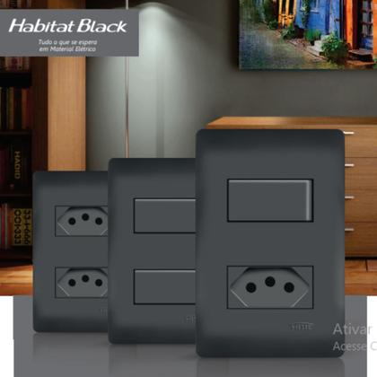 Imagem de Kit Interruptores Paralelo Preto 4x2 16a/250v - Fame