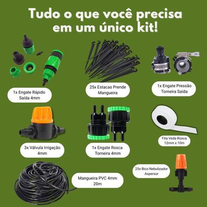 Imagem de Kit Irrigação Nebulização Completo Névoa 25 Bicos + 20m Tubo