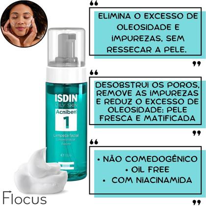 Imagem de Kit Isdin Espuma Limpeza Facial Gel de Banho Ureadin Acnibin Ácido lático Espuma Antioleosidade