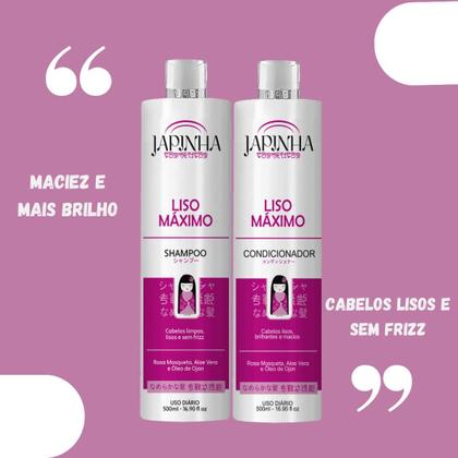 Imagem de Kit Japinha Liso Máximo Shampoo e Condicionador 500ml Original!