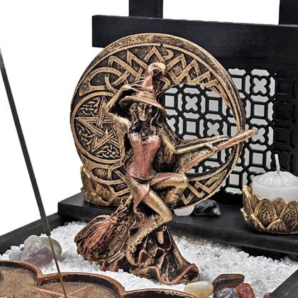 Kit Jardim Zen Bruxa Base Altar Com Incensário Fases Da Lua - M3