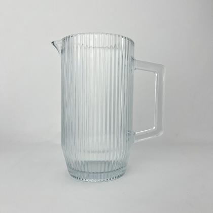 Imagem de Kit Jarra 1200ml Com 6 Copos 400ml Vidro Canelado Mesa Posta