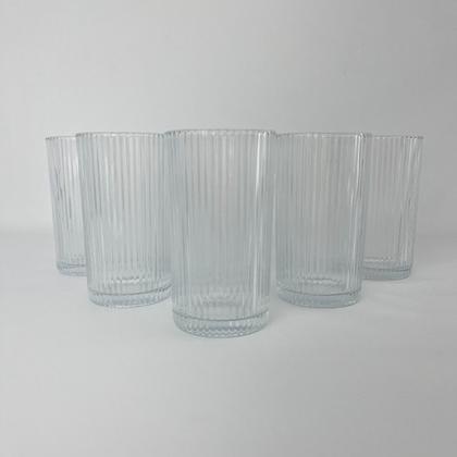 Imagem de Kit Jarra 1200ml Com 6 Copos 400ml Vidro Canelado Mesa Posta