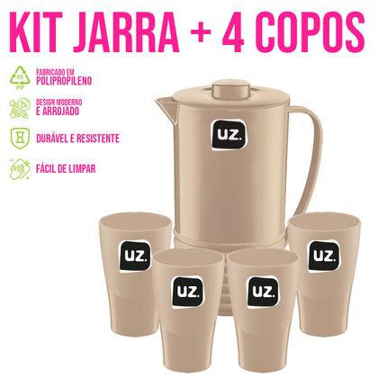 Imagem de Kit Jarra de Suco com Tampa 1,8 Litros + 4 Copos Água 300ml