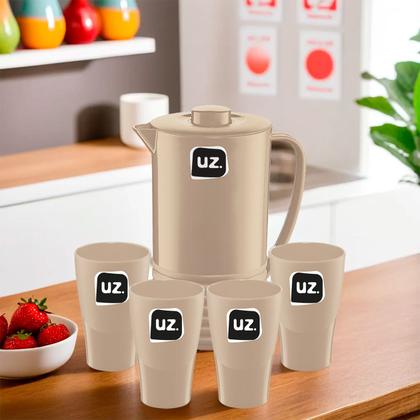 Imagem de Kit Jarra de Suco com Tampa 1,8 Litros + 4 Copos Água 300ml