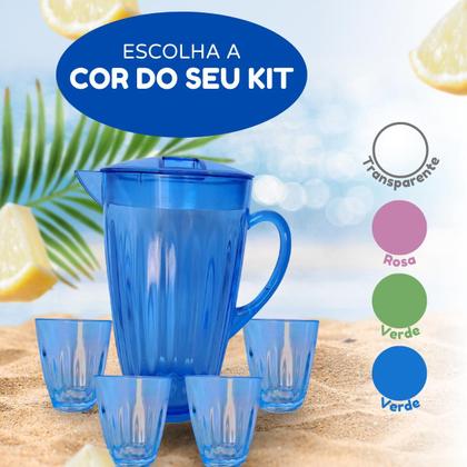 Imagem de Kit Jarra Elegance 2L E 4 Cops 400ml Jogo De Refresco Servir Água Suco