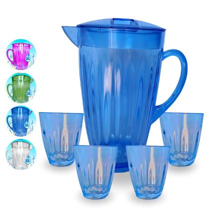 Imagem de Kit Jarra Elegance 2L E 4 Cops 400ml Jogo De Refresco Servir Água Suco