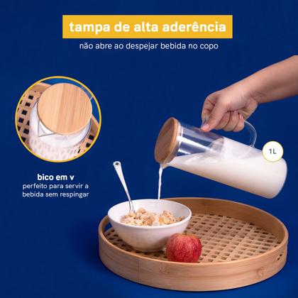 Imagem de Kit Jarras de Vidro com Tampa de Bambu 1l Oikos - 2 Peças