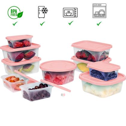 Imagem de Kit Jogo 10 Potes Organizadores Porta Mantimentos Cozinha Alimentos Geladeira Freezer