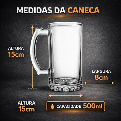 Imagem de Kit Jogo 2, 4, 6 Canecas Vidro 500ml Chopp Cerveja Resistente Grossa Festa Evento Restaurante Hotel Buffet Bar Personalizar Grande Casamento