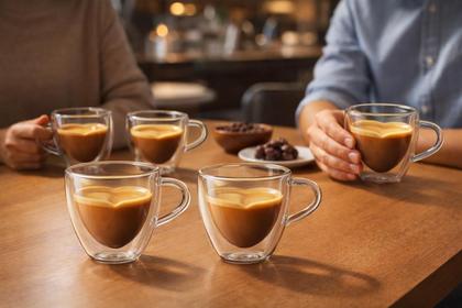 Imagem de Kit Jogo 2 Xícaras de Café Coração Vidro Duplo Borossilicato 80ml Nespresso Dolce Gusto Térmico Transparente Wellmix