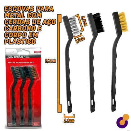 Imagem de Kit Jogo 3 Escovas Para Metal Com Cerdas De Aço - MTX
