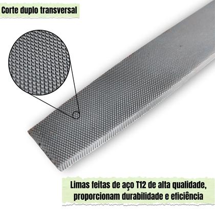 Imagem de Kit Jogo 3 Limas Murça Bastarda 8 Pol 200mm + 5 Lima Agulha Diamantada Desbaste Casquear Limatao Cutelaria Profissional Cabo Emborrachado