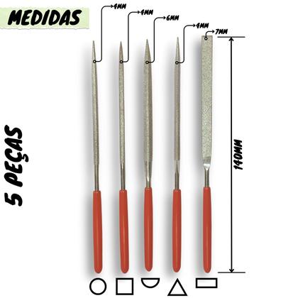 Imagem de Kit Jogo 3 Limas Murça Bastarda 8 Pol 200mm + 5 Lima Agulha Diamantada Desbaste Casquear Limatao Cutelaria Profissional Cabo Emborrachado