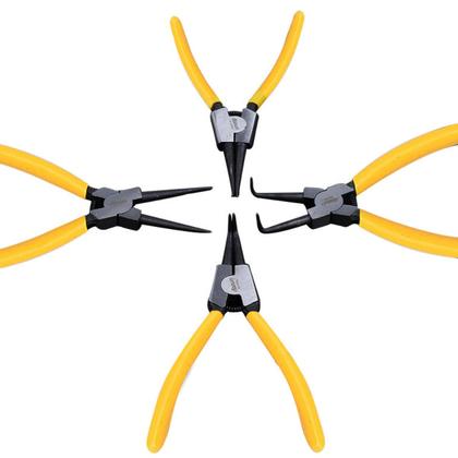 Imagem de Kit Jogo 4 Alicate Para Anel Extrator De Anel Interno e Externo Bico Curvo e Reto Profissional