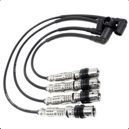 Imagem de Kit Jogo 4 Cabos E 4 Velas De Ignição Volkswagen Fox Polo Golf Crossfox Voyage Saveiro A3