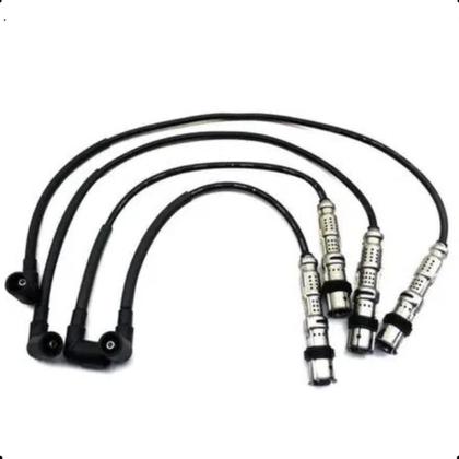 Imagem de Kit Jogo 4 Cabos E 4 Velas De Ignição Volkswagen Fox Polo Golf Crossfox Voyage Saveiro A3