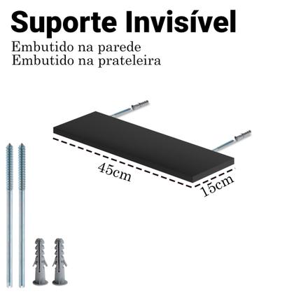 Imagem de Kit Jogo 4 Prateleiras Retas Suporte Invisível Decoração Organização Expositor MDF 