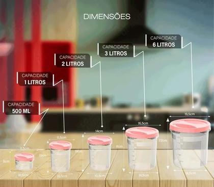 Imagem de Kit Jogo 5 Potes De Rosca Grande Porta Mantimentos Cozinha Alimentos
