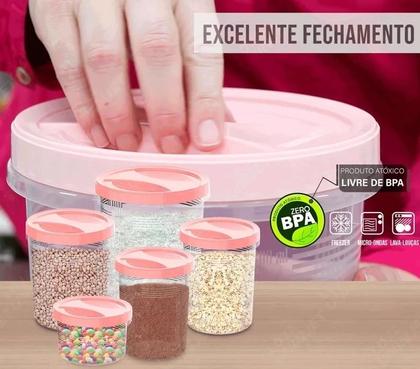 Imagem de Kit Jogo 5 Potes De Rosca Grande Porta Mantimentos Cozinha Alimentos