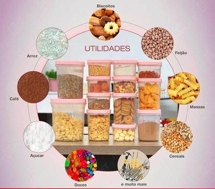 Imagem de Kit Jogo 5 Potes De Rosca Grande Porta Mantimentos Cozinha Alimentos