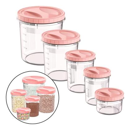 Imagem de Kit Jogo 5 Potes De Rosca Grande Porta Mantimentos Cozinha Alimentos